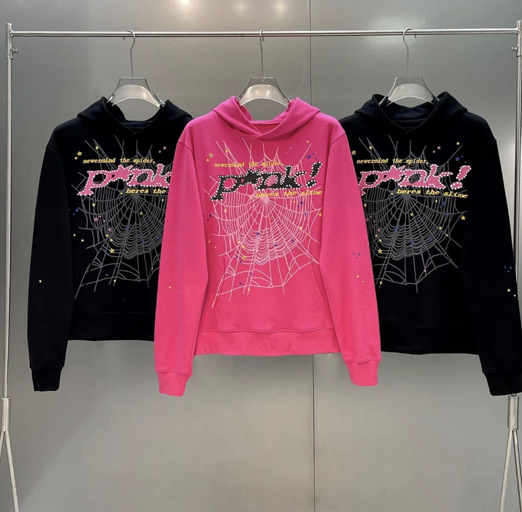 Spider Web Rhinestone Graphic Hoodie 1:1