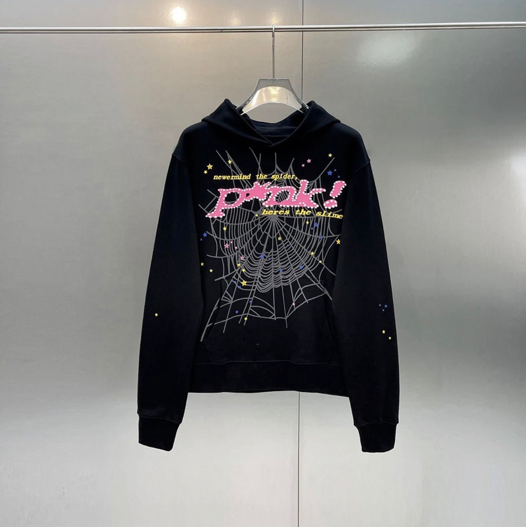 Spider Web Rhinestone Graphic Hoodie 1:1